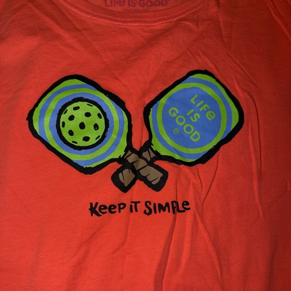 Life is Good mango orange keep it simple pickleball Tee Shirt never worn XXL - Picture 3 of 4
